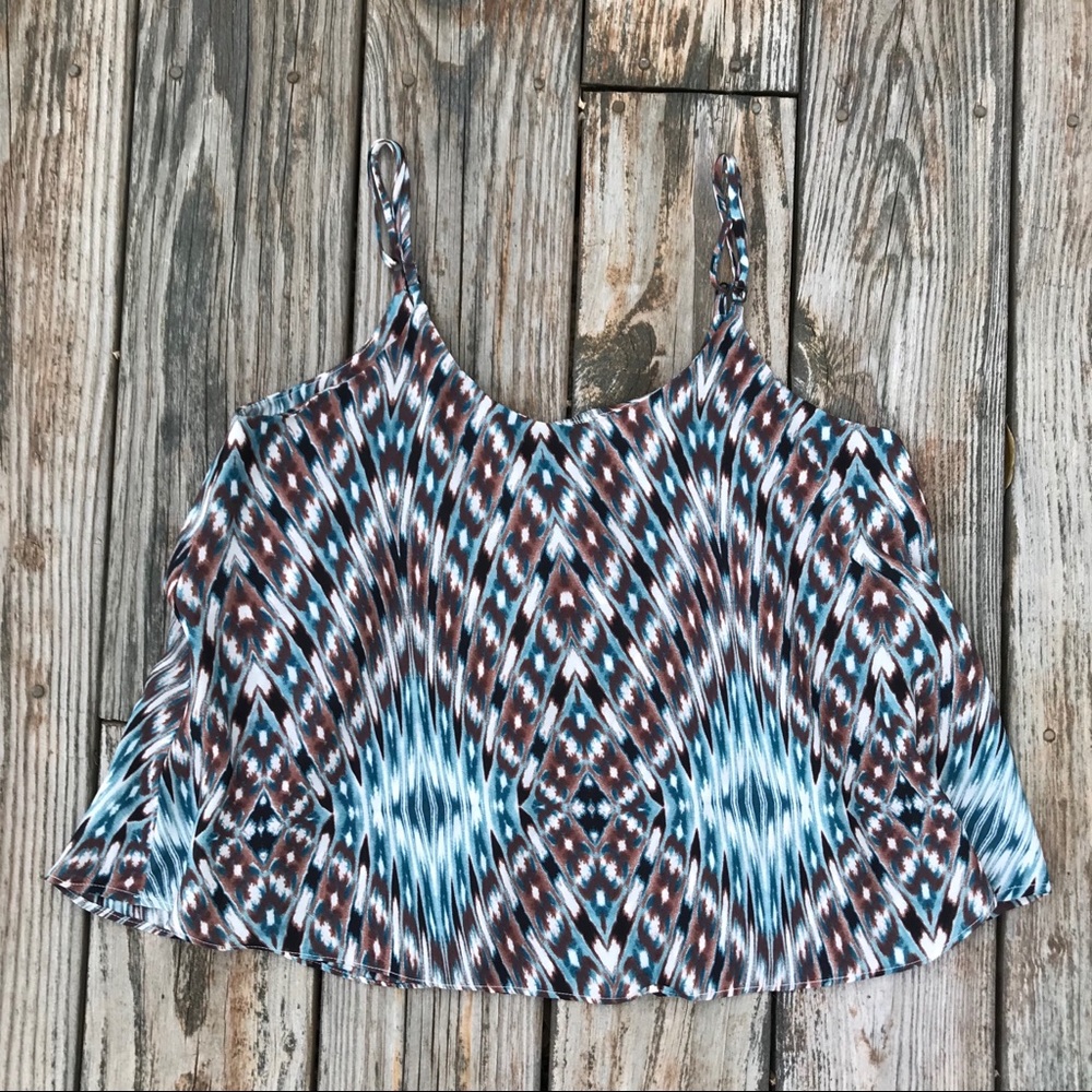 Women's Aztec Boho Cami Tank Top Festival Tribal Multicolor Olivaceous M
